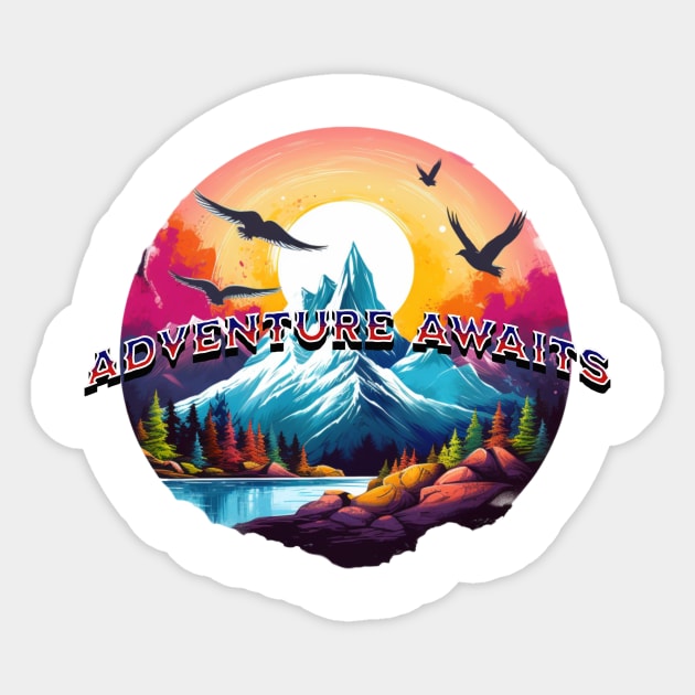 Adventure Awaits Sticker by New Day Prints